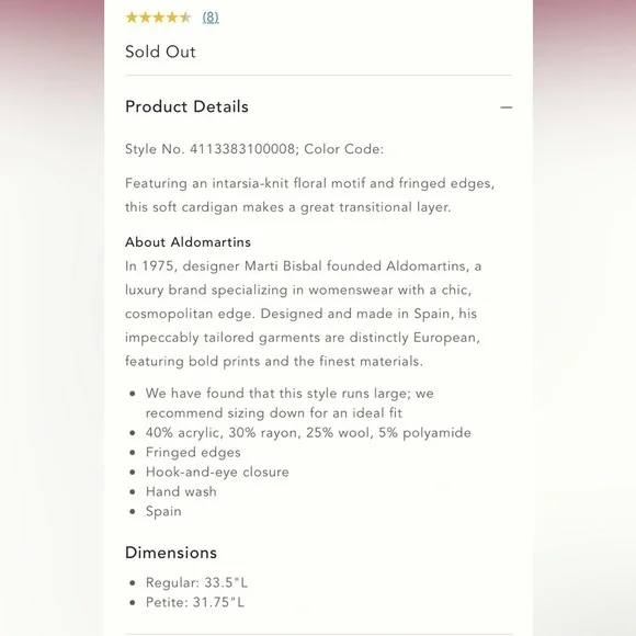 🎉RARE🎉 ANTHROPOLOGIE NWOT Aldomartins Floral Intarsia Cardigan Size L. - Picture 7 of 16